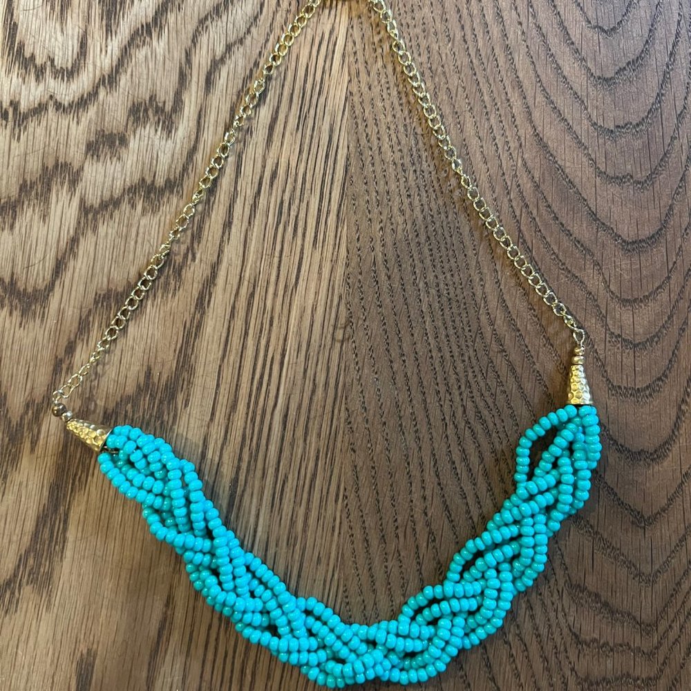 Chunky Teal Braided Necklace